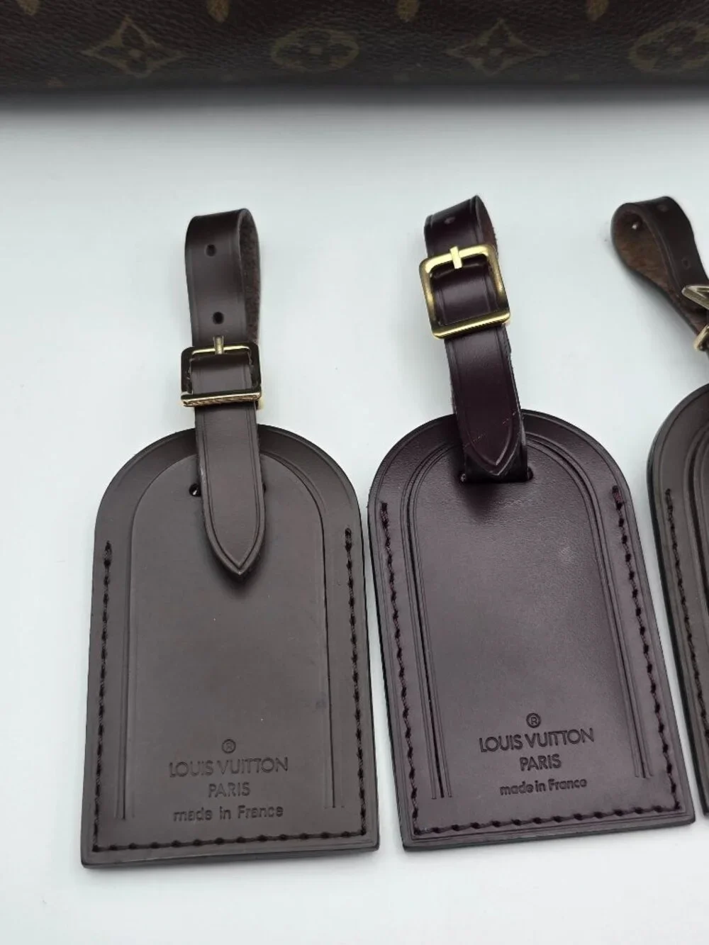 Authentic Louis Vuitton Brown Leather Luggage Tag – Excellent Condition